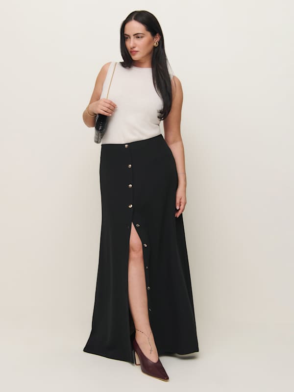 Andi Low Rise Maxi Skirt Es - Black